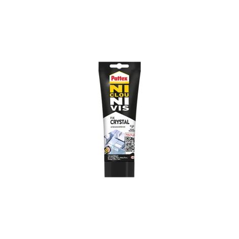 Pattex Ni Clou Ni Vis Tous Matériaux Crystal, colle de fixation de haute qualité, mastic transparent multi-supports, colle forte multi-usages, tube de 90 g