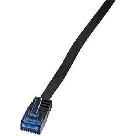Câble Réseau Cat5e - UTP - 5 m - RJ45 Non Blindé - Plat - AWG 30 - PVC - CCA - Bleu/Noir - 1 Pièce