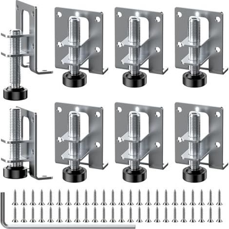 Lot de 8 pieds de meubles réglables 55/102 mm - Pieds de nivellement de meubles robustes - Pieds réglables en hauteur pour meubles avec 48 petites vis et 1 clé Allen pour armoires, étagères, armoires (1/4)