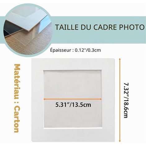 Carré Cadre Photo 15 x 15 cm,Cadre Photo Collage Photos Décoration Mural,Cadres en Carton,Film Plastique Transparent,Blanc,Installation Autocollante (1/3)