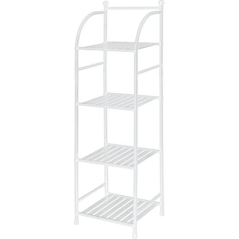 Scaffale bagno H 116 in metallo design bianco con quattro ripiani (1/4)