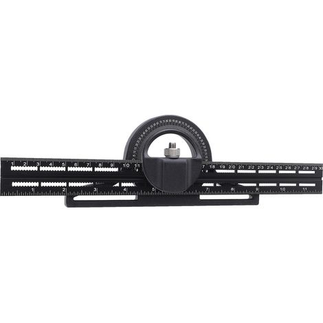 Verstellbarer Multifunktions-Kombinationswinkelmesser für Holzbearbeitung, Universal-Nonius-Winkelmesser, 300 mm, schwarz (1/5)