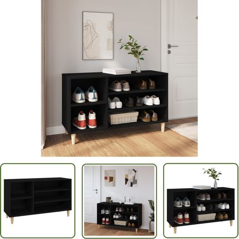 The Living Store Armoire à chaussures Noir 102x36x60 cm Bois d'ingénierie - Armoire À Chaussures - Meuble Chaussure - Rangement Chaussures - Étagère Chaussures - Rangement Intérieur (1/5)