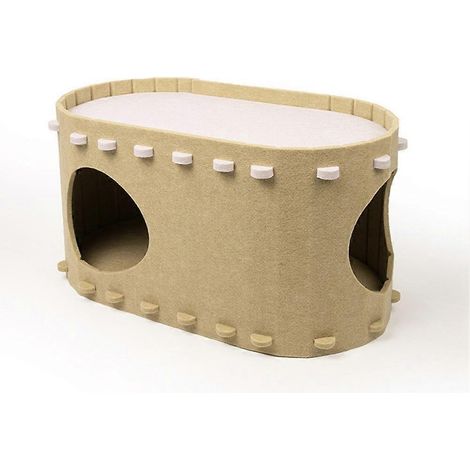 Lit-grotte pour chats d'intérieurniche pour plusieurs chats et grands chats jusqu'à 10 kgcouleur crème résistante aux griffures (1/5)