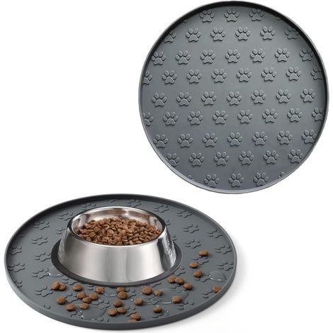 Tapis d'alimentation en silicone antidérapant, pour gamelle de chien et chat, plateau imperméable de nourriture (1/5)