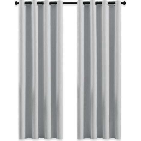 Rideau Occultant - Rideaux d'Extérieur pour Jardin Pergola à Oeillets Lumière Bloquer Isolant Thermique Décoration pour Tonnelle, L 132 x H 213 cm, Gris Blanc, 2 PCs