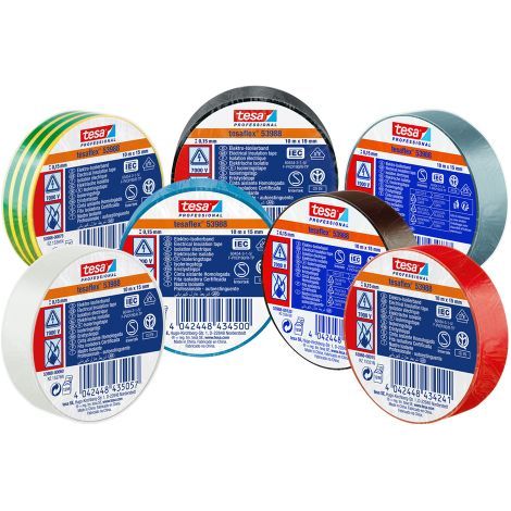 NASTRO ISOLANTE 'PROFESSIONAL 53988' mm. 15 x 10 mt - giallo / verde 10 PZ