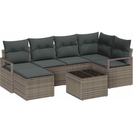 Maison Exclusive - Set di divani con cuscino 7 pcs Grigio chiaro polyrattan (1/5)