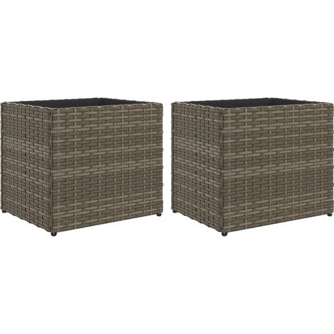 Fioriera rialzata per piante fiori giardino terrazze set da 2 36 x 30 x 32 cm resina intrecciata grigia 020038945