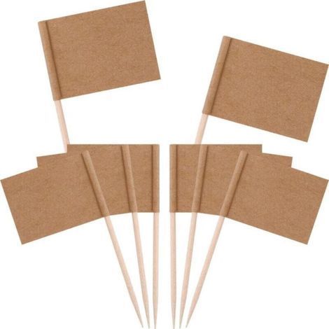 Kraft Paper Toothpick Flag,100 PCS Cheese Markers Cake Markers Kraft Paper Cheese Labels for Wedding Party Christmas Holleween Easter (1/5)