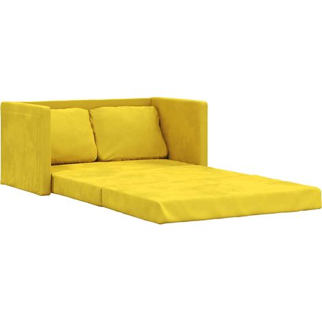 vidaXL Divano Letto da Terra 2 in 1 Giallo Scuro 122x204x55 cm Velluto (1/5)