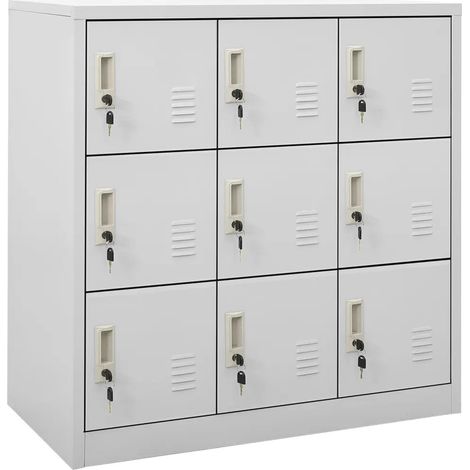 Lot de 5 armoires à casiers modernes 90 x 45 x 92 cm avec serrures et grand espace de rangement en acier gris clair (1/5)
