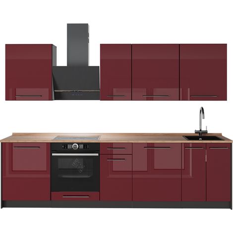 Cucina componibile Fame-Line, Bordeaux lucido/Antracite, 280 cm, PL Rovere, Vicco (1/5)