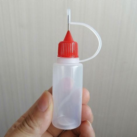 Flacon doseur en plastique souple de 10 ml avec embout seringue, lot de 50, pour colle, alcool, essence, huile ou liquide. (1/4)