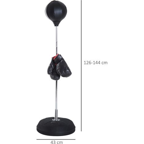 Box-Set mit Punchingball, höhenverstellbar, inkl. Boxhandschuhe, 126-144cm, Schwarz (1/5)