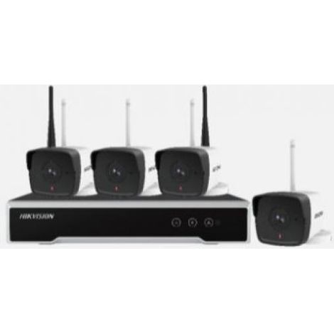 Hikvision NK42W0H-1TWDD/EU Verkabelt &amp Kabellos Geschoss Wi-Fi/RJ-45 Indoor/Outdoor 2.8 mm 30 m 4 bullet Kameras 1/2.7" CMOS 2 MP 1920 x 1080 IR m 2.8 IP66 Wi-Fi + 4-ch NVR 1 TB HDD