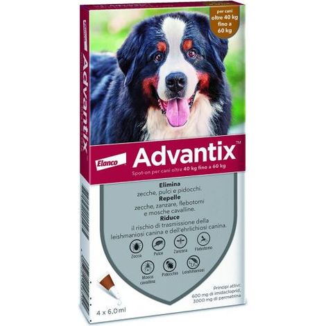 Elanco ANTIPARASSITARIO ADVANTIX (4 pipette) per cani 40÷60 kg.