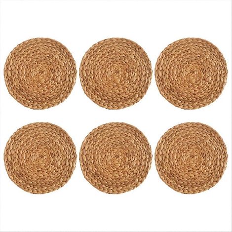 Ensemble de 6 sets de table ronds tissés, assiettes plates antidérapantes et résistantes à la chaleur (1/5)
