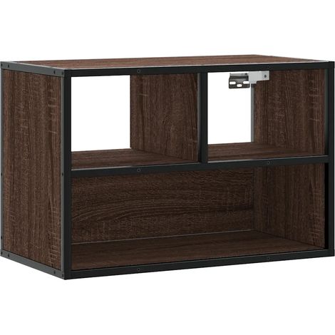 Meuble TV suspendu pratique industriel 60 x 31 x 39,5 cm en bois d'ingénierie chêne marron