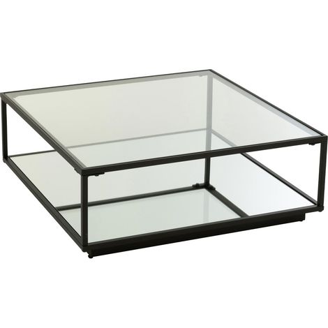 Table Basse en Verre "Lorie" 80cm Noir (1/5)