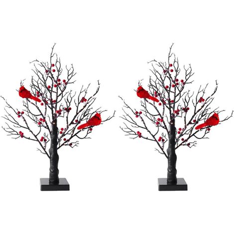 Lampada Spirit Tree con decorazioni a base di frutta rossa - 2 pezzi