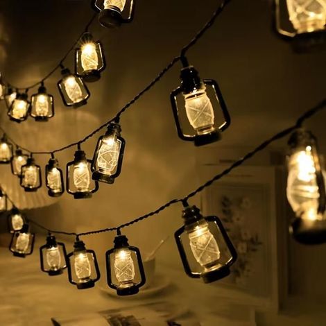 KLVGTIFS PU - Lampe à huile vintage d'extérieur à piles - Guirlande lumineuse de 20 LED - idéale pour créer une ambiance romantique (1/5)