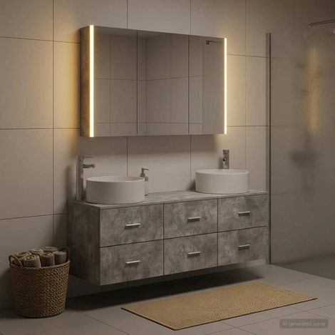 vidaXL Juego de muebles de baño 4 uds. Gris Hormigón (1/5)