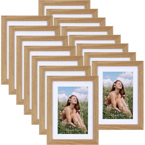 15 Cadres Photo 10x15 avec Passe-partout, Cadres Naturels en Bois adaptés aux photos de format 10x15 ou 13x18 CM (1/5)