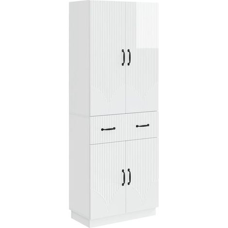 Ensemble de Meubles 2 Pièces en Bois d'Ingénierie Blanc Brillant (1/5)