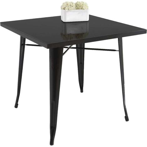Mesa cuadrada para cocina o comedor acabado metal negro, 80cm(ancho) 75cm(alto) 80cm (largo) (1/2)