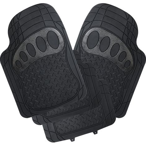 Woltu – Tapis de voiture universel lot de 4 – Caoutchouc noir – Antidérapant et cuttable – Protection optimale contre salissures