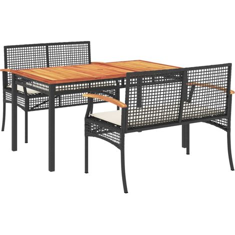 Maison Exclusive - Set da Pranzo da Giardino 3 pz con Cuscini Nero in Polyrattan