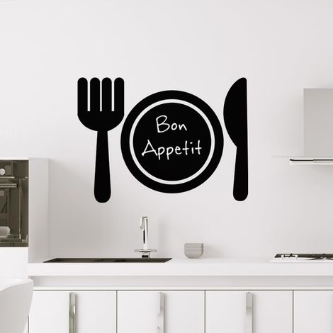 Sticker Ardoise Tableau Noir Stickers Muraux Adhésif Effaçable Design Couverts de Table H80 x L110 cm (1/3)