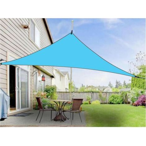 Dreieckiges Sonnensegel - zum Schutz des Gartens vor Sonne und Regen - 1 Stück, himmelblau / 333 m (mit 3 Karabinern) (1/5)