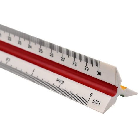 Règle en plastique graduée triangulaire, règle d'échelle de 30 cm, échelle triangulaire, échelles métriques 1:20 1:25 1:50 1:75 1:100 1:125 (1/5)