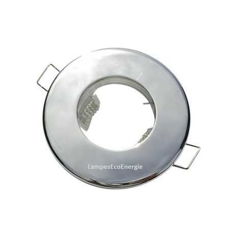 FIXATION SPOT SALLE DE BAIN ETANCHE CHROME POUR AMPOULE HALOGENE OU LED IP44 (1/4)