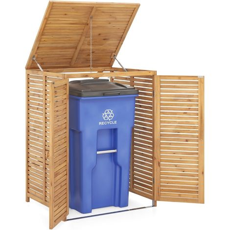 Mülltonnenaufbewahrung aus Holz für den Außenbereich - 120 l, abschließbar, belüftet