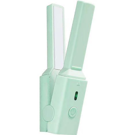 Lisseur et boucleur de cheveux mini portable USB, fer à friser rapide, lisseur voyage vert, coiffeur à chauffe rapide pour femme, fer plat 2-en-1 rafraîchissant (1/5)