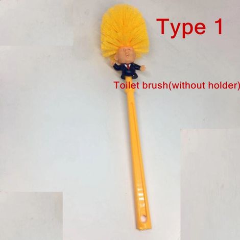 Brosse WC Long Manche avec Design Drôle - Manche 45cm Poils Denses - 2 Pièces pour Salle de Bain Moderne - Dimensions Compactes