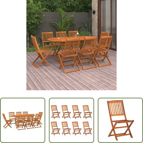vidaXL Salle à manger extérieur - Ensemble à manger de jardin 9 pcs bois massif d'acacia (1/5)
