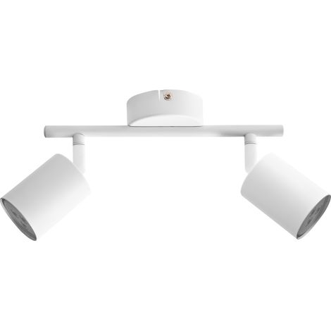 Lámpara de techo 2 luces pantalla de foco estilo industrial sala de estar blanco Nyando