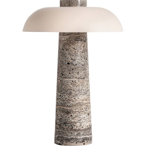 Lampe de salon art déco en marbre crème finition marbrée - Crème marbré avec touches dorées (1/4)