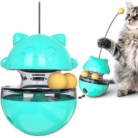 Interactive cat toy, 2-in-1 pet toy, interactive cat ball with fun stick, cat toys - blue (1/5)