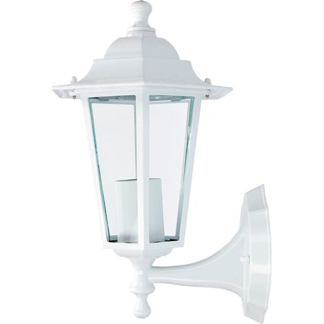 Aplique exterior zurich de aluminio y cristal e27 60 w sin bombilla, color blanco, luz hacia arriba (1/2)