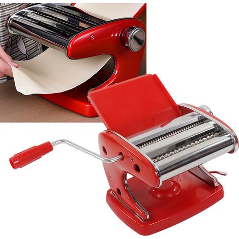 Multifunktionale Nudelmaschine mit Saugfuß – Manuelle Nudelmaschine aus Edelstahl mit 2 Klingen und 6 einstellbaren Stufen (1/5)