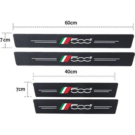 (4 pièces) Seuil de porte avant et arrière de voiture Fiat 500x 500,emblème en fibre de carbone,protection de seuil de coffre et de pare-chocs,autocollants (1/3)