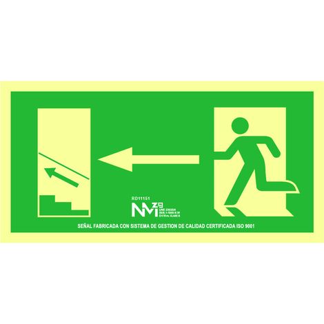Hinweisschild Fluchtweg Treppe Oben Links PVC 0,7mm Klasse B 32x16cm B11151 Normaluz