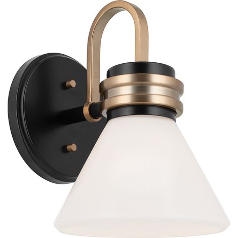 Applique bagno FARUM nero oro vetro opale G9 3W Kichler (1/5)