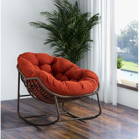 Gartenstuhl Schaukelstuhl aus Rattan 78x106x90 cm OKMYHOME (1/4)