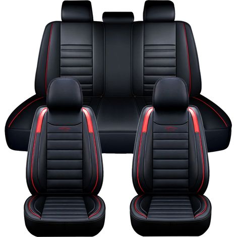 Funda para asiento de coche, ajuste universal, protección premium, ribete rojo. (1/2)